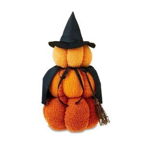Halloween Orange Plush Pumpkin Stack Witch Decor, 17 in, by Way To Celebrate